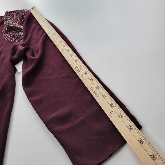 NEW 18 SLNY CHIFFON EMBELLISHED lightweight maroon sheer cardigan jacket 2X NWT - Picture 3 of 9